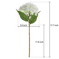 EZFLOWERY 5 Pcs Artificial Silk Hydrangea Flowers 18» Bouquet Arrangement White