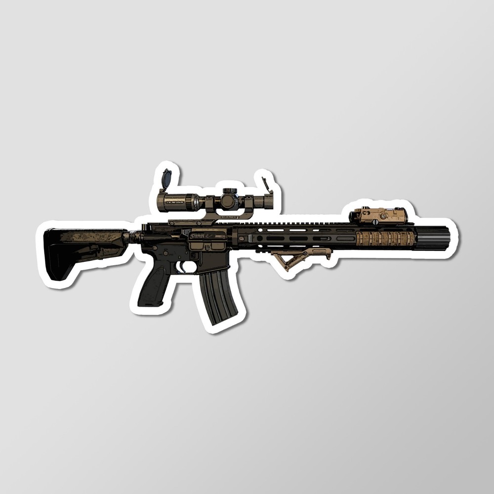 M4 RECCE Rifle Carbine Gun Art – Laptop Sticker Vinyl 4″ Wide
