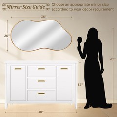 Irregular Wall Mirror – Wall Mirrors Decorative 20″x36″ Gold Asymmetrical Mir…