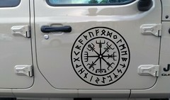 Viking Compass V9 in Runic Circle Vinyl Decal – Nordic Runes Waypost Sign