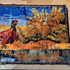 VTG Velvet Tapestry Rug Wall Hanging Pheasant Forest Cabin Hunting Lodge Lebanon