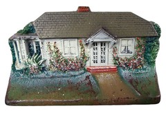 CJO Judd Co. #1283 Cast Iron Cottage Doorstop Antique Hand Painted 5 lb