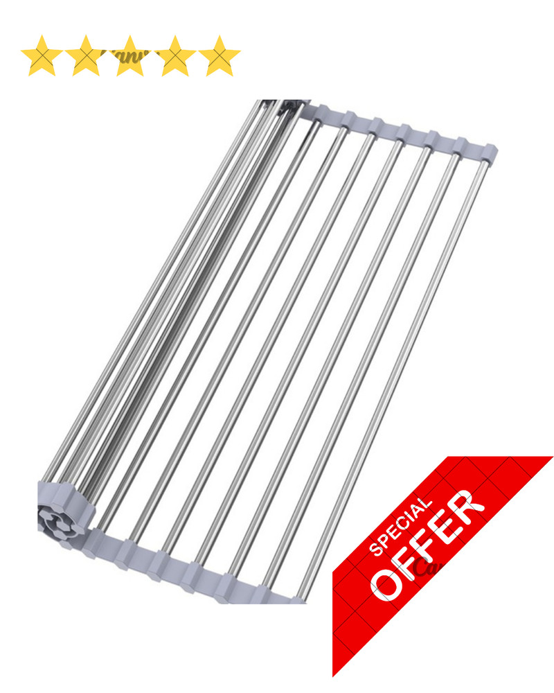 Seropy Roll Up Dish Drying Rack, Over The Sink 17.5 x 11.8 in, Gray