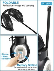 FM Portable Radio Stereo Headsetwith Lcd Over Ear Foldable Pocket