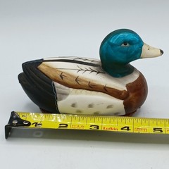 Hand Painted Duck Decoy Figurine Mallard Ceramic 5″