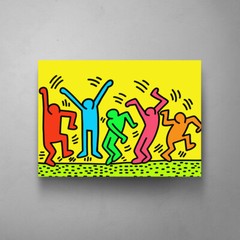 Keith Haring Dancers Framed Canvas Wall Art American Street Graffiti Posters