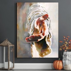Jesus Reaching Hand Canvas Wall Art Christian Faith Inspirational Decor