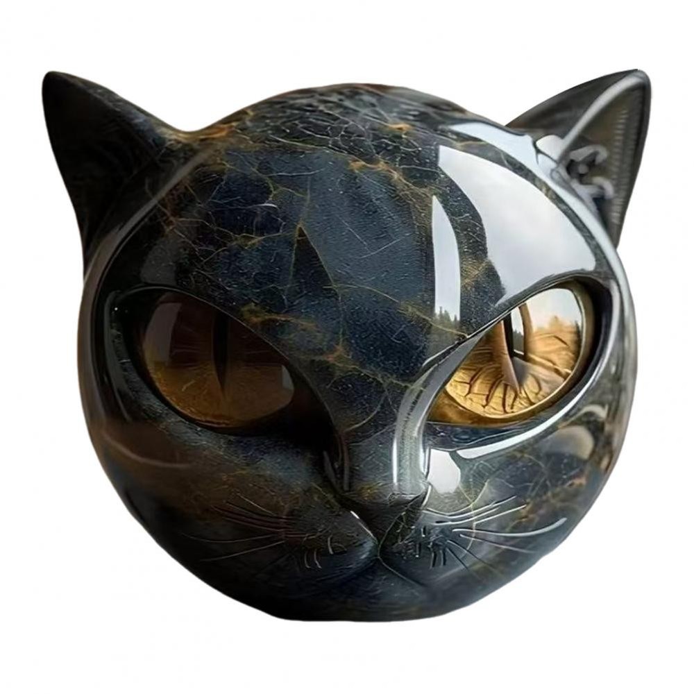 1-3X Luxury Black Cat Stone Sculpture Resin Desktop Ornament Elegant Home Decor