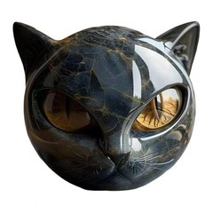 1-3X Luxury Black Cat Stone Sculpture Resin Desktop Ornament Elegant Home Decor