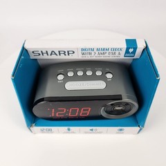 Sharp SPC547 Digital Alarm Clock w/ 2A USB Charger, Red LED, Dimmer, Snooze