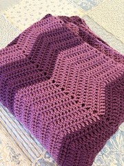 Handmade Crochet Afghan Ripple Dark Orchid Light Orchid NEW 59” X 55” Acrylic
