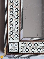 Vintage Egyptian MOTHER OF PEARL Mosaic Inlay MIRROR Handmade Arabesque, 13×16″