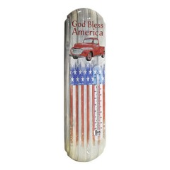 God Bless America Metal Wall Thermometer Patriotic Vintage Truck Decor