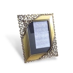 Mini 5 x 4 in. Metal Photo Frame Antiqued Bronze with Ornate Scrollwork Corners