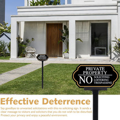 Private Property No Trespassing Sign with Stake, No Soliciting Sign for House 5x
