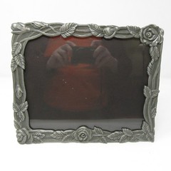 CottageCore Pewter Metal Picture Frame Floral Rose Grandmillennial 8 x 10″ vtg