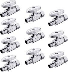 Pack of 10 1/4 Turn Straight Stop Valve 3/8″ OD Compression X 1/2″ Crimp Barb…
