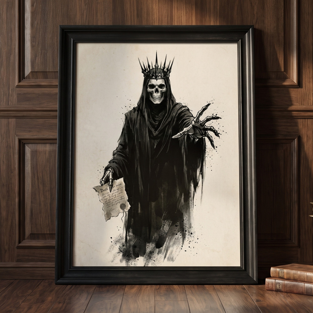 Gothic Skeleton King Art Poster Death Note Grim Reaper Dark Fantasy Wall Decor