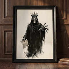 Gothic Skeleton King Art Poster Death Note Grim Reaper Dark Fantasy Wall Decor