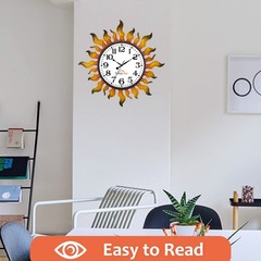 Outdoor Clock Sun Wall Clock Silent Non-Ticking Outdoor Clocks Waterproof for.