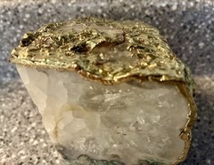 Natural Polished Agate Gold Plated Finish Single Bookend 3 Lb 12.6 Ounce