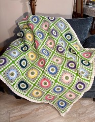 Retro Afghan Blanket / Sofa Throw 50″x 50″ HANDMADE, Crochet, NEW & NEVER USE5