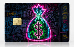 Neon Money Bag Graffiti Debit Card Credit Card Skin Vinyl Sticker