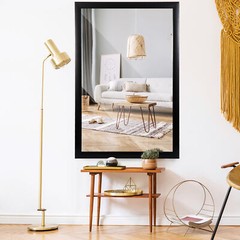 2PCS Modern Rectangular Wall Mirror Black PS Frame 24″x36″Hanging Vanity Mirror