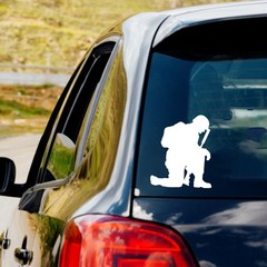 Kneeling Soldier Vinyl Decal Sticker Car Truck Window Laptop Military Praying