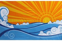 SWELL DAY OCEAN SUN-TAPESTRY-100% COTON-60X90 WALL HANGING,Ground Cloth 74107