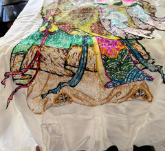 Vintage Chinese Silk Embroidery Longevity God Shou Xing 47×28 Panel