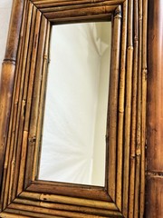 Vintage Bamboo Mirror Rectangular Shape Boho Coastal Chic Style