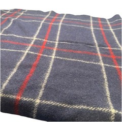 Wool Throw 52×58 Navy Blue With Gray And Red Stripe Pattern Stadium Blanket