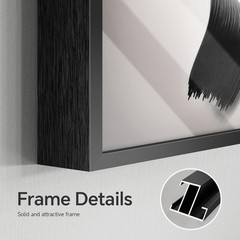 Framed Large Modern Abstract Wall Art for Living Room, Large 3 Piece Black an…