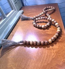 Extra Long Brown Wood Large Bead Garland w/ Tassels 6 Ft 〰️Modern Organic Urban