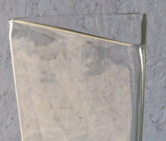 Triangular Thick Clear Glass Table Flower Vase 12×4.5 In Yellow Tone Decoration
