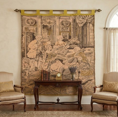 Vintage French Pictorial Tapestry Wall Hanging Romantic Scenic Vintage Wall