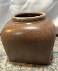 Threshold Studio McGee Modern Brown Ceramic Vase Stoneware Square Body 6″