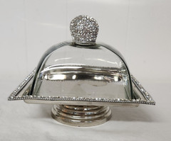 Crystal GLASS DOME Stand-Home Bling- Display Home Decor-Hollywood Regency style