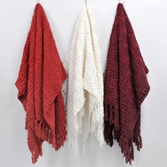 HST Cable Knit Throw Blankets with Tassels Soft Cozy Fluffy Couch Bed Sofa Decor