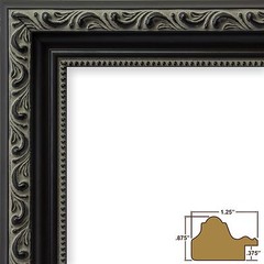 Craig Frames Ancien Ornate, 1.25″ Antique Black Picture Frame