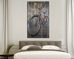 Popular Red Bicycle decoration 3D modern wall art painting quality custom SALE