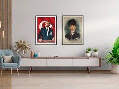 Ataturk Poster with border, Turkey art — Mustafa Kemal Ataturk print