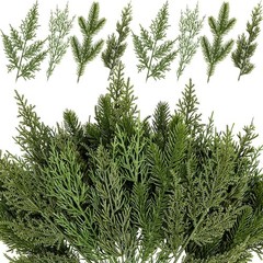 40 Pcs Artificial Pine Branches Assorted Faux Pine Stems Cedar Leaves Needle