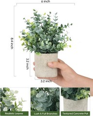 Chic Potted Eucalyptus Plants – Set of 2, Water Resistant, Low Maintenance