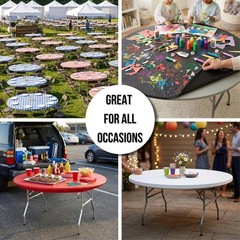 Kwik-Covers 10 Pack of Round Plastic Table Covers – 60″ or 72″ Round – Indoor or
