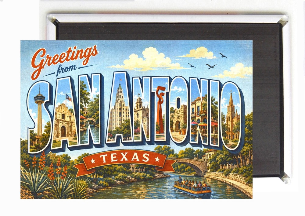 Greetings from San Antonio Texas FRIDGE MAGNET travel souvenir «style Z»