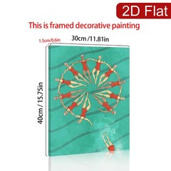 Synchronized Swimmers Red and Teal Canvas Wall Art, Art Deco Inspired Home Decor