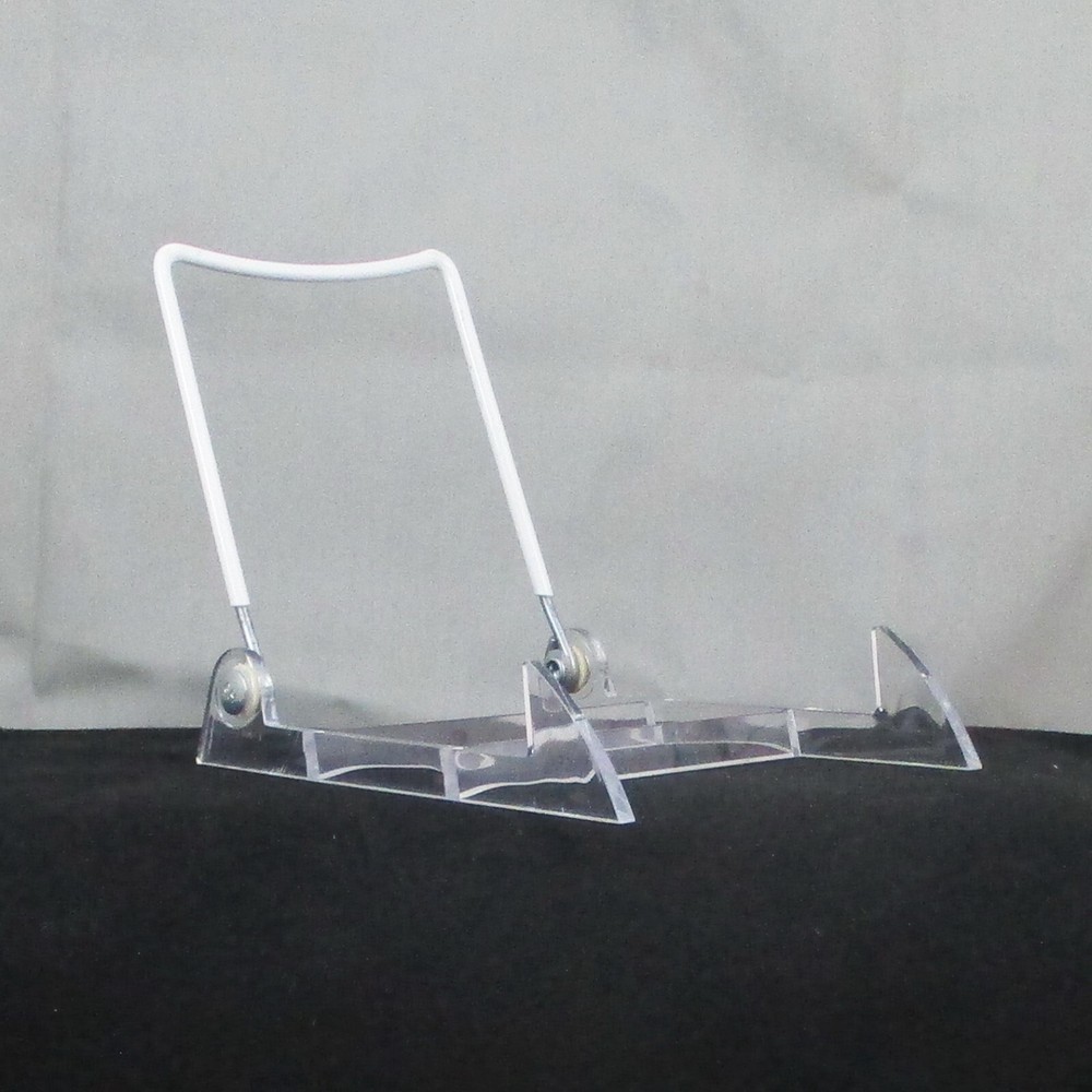GIBSON LOT OF TEN CLEAR ACRYLIC ADJUSTABLE MEDIUM PLATE HOLDER DISPLAY GLASS
