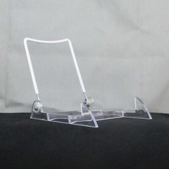 GIBSON LOT OF TEN CLEAR ACRYLIC ADJUSTABLE MEDIUM PLATE HOLDER DISPLAY GLASS